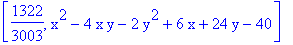 [1322/3003, x^2-4*x*y-2*y^2+6*x+24*y-40]